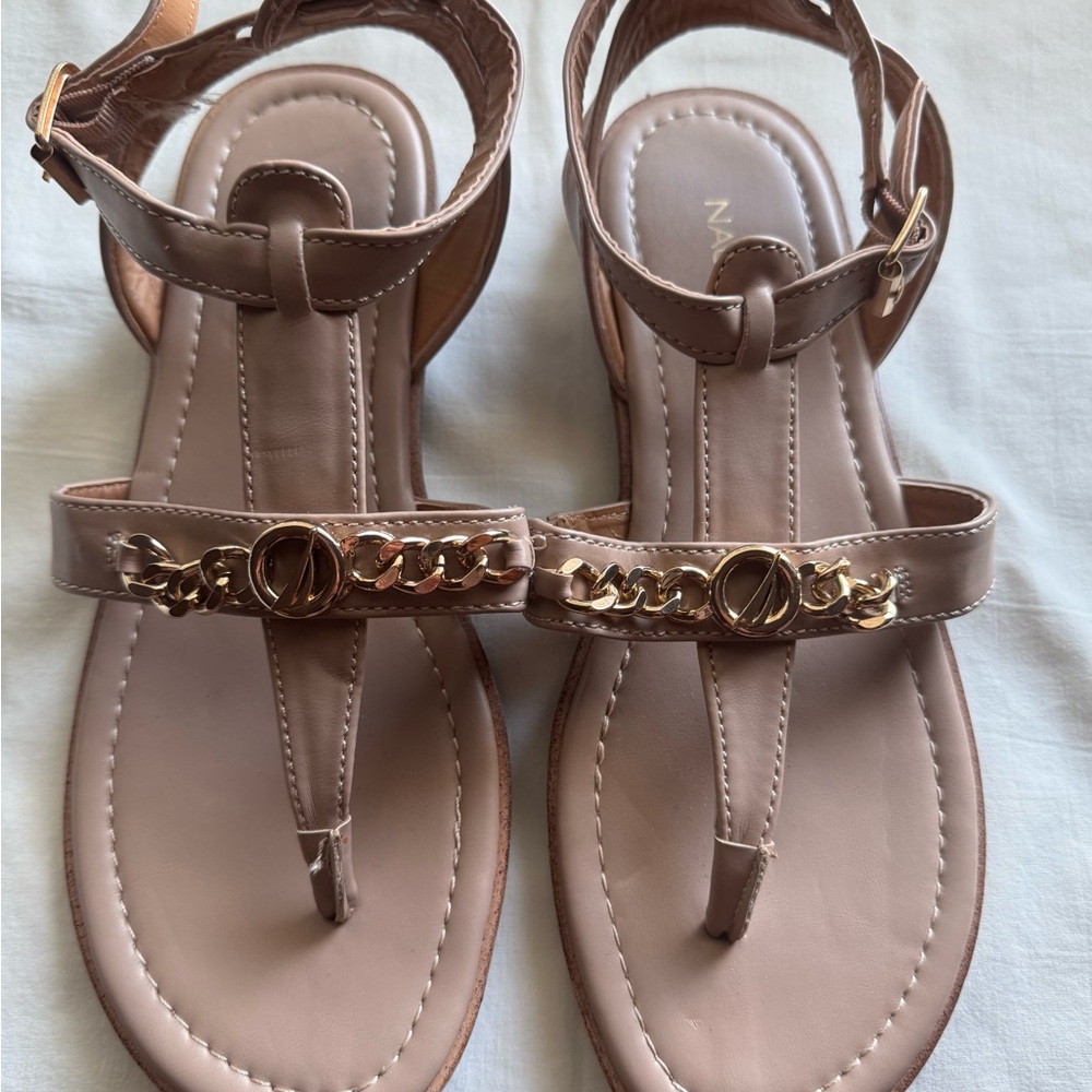 Nautica Tan Sandals with Gold Accents